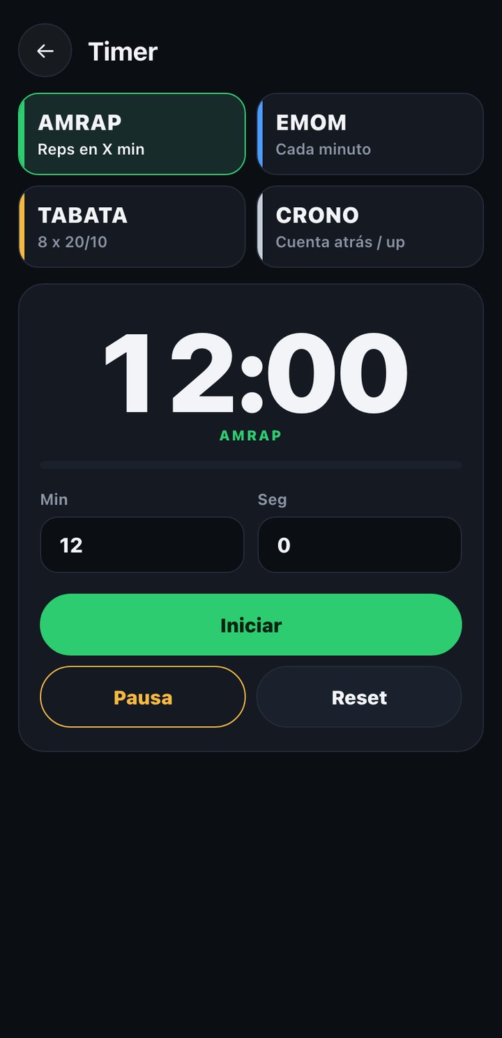 Timer im AMRAP-Modus auf 12 Minuten eingestellt