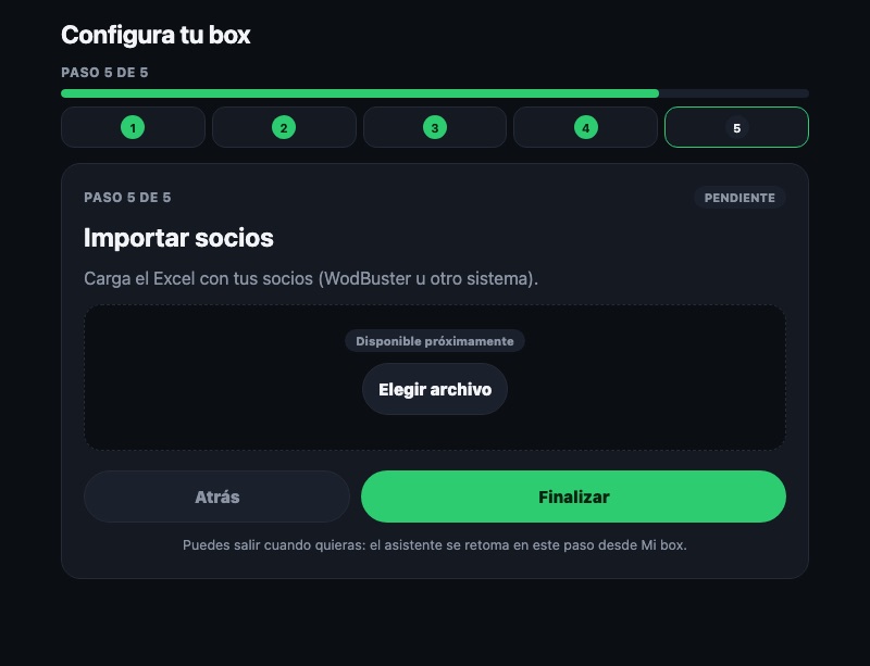 Dernière étape : Importer des membres et le bouton Terminer.