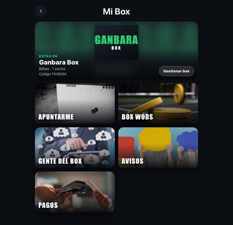 Ma box avec la box tout juste créée et son code.